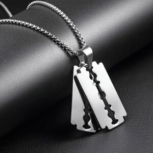 Razor Blade Stainless Steel Pendant Necklace